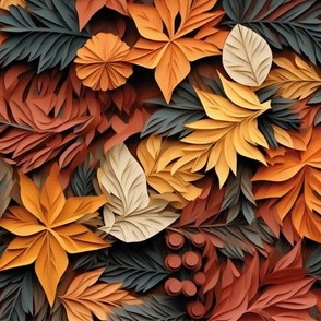 Autumnal Paper-Cut Fabric