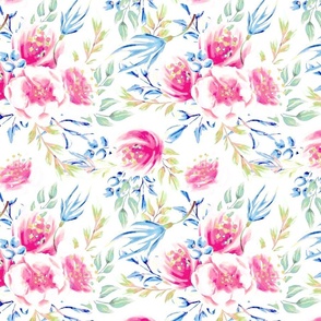 Pink and Blue Watercolor Floral Jumbo