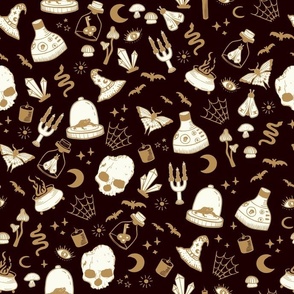 whimsical gothic halloween gold and black