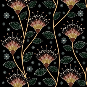 Indonesian Batik Fabric, Cotton, Motif of Painting-Like Bird , Flower,  Maroon 