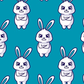 Munsell blue Hangry Bunnies Single Repeat / Large