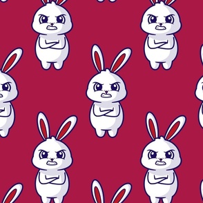 Maroon red Hangry Bunnies Single Repeat / Large