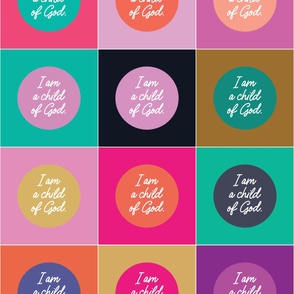  purples + pinks: I AM A CHILD OF GOD LOVEYS: 1 yard = 6 different colors, 2 yards = 12 different colors
