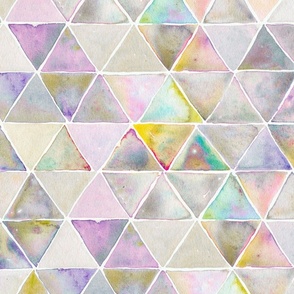 WATERCOLOR TRIANGLES purple lime LARGE