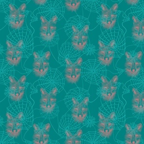 Spider Web and Fox - Teal