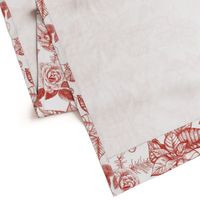 Christmas Florals Toile Red on White