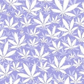 Smaller Scale Marijuana Cannabis Leaves White on Lilac 
