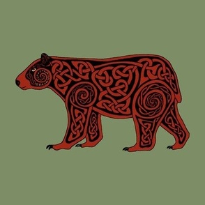 Brown Celtic Bear on Sage