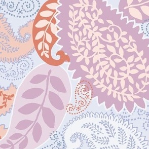 Bohemian Paisley Tea Towel Wall Hanging Pantone Intangible -  peach pink purple  -23-10-01-P