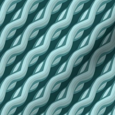 Rippled No 2, Teal Blue Green