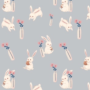 Bunnies rabbits bunny rabbit and roses