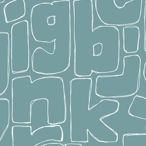 hand drawn alphabet - icy mint - large