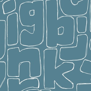 hand drawn alphabet - teal - large