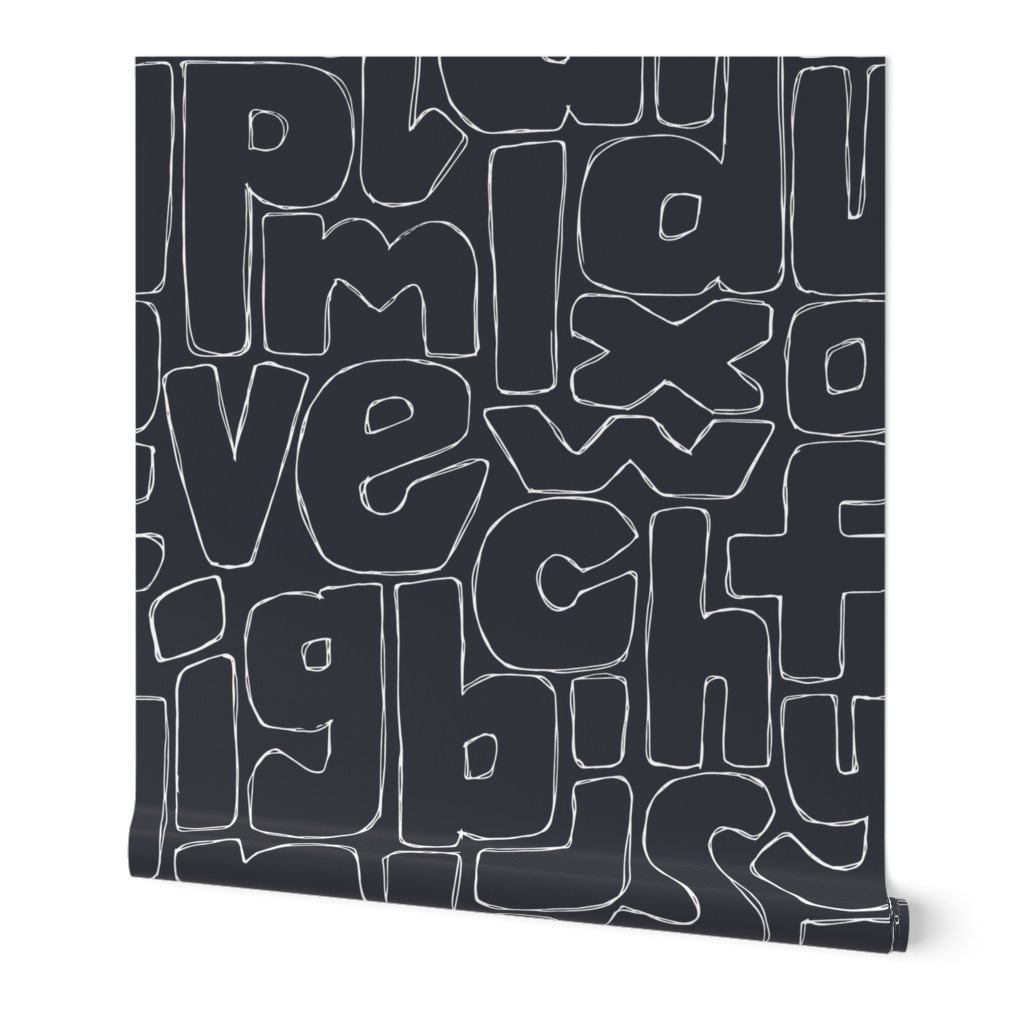 hand drawn alphabet - dark grey - small