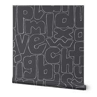 hand drawn alphabet - dark grey - small