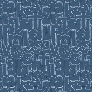 hand drawn alphabet - deep blue - small