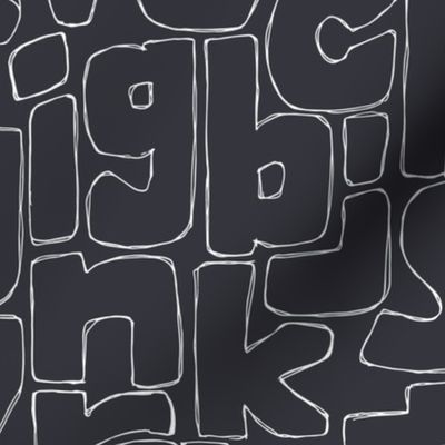 hand drawn alphabet - dark grey - medium