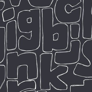 hand drawn alphabet - dark grey - medium