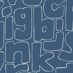 hand drawn alphabet - deep blue - medium