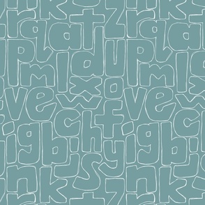 hand drawn alphabet - ice mint - medium