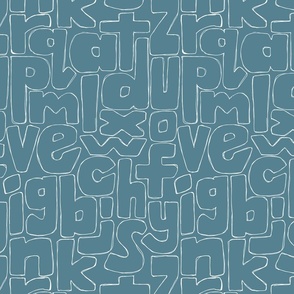 hand drawn alphabet - teal - medium