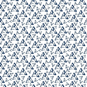 Abstract Triangle Shapes| Blue on White RWB Patriotic | 6 inch