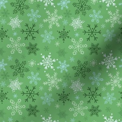 Falling Snowflakes - Green, Medium Scale