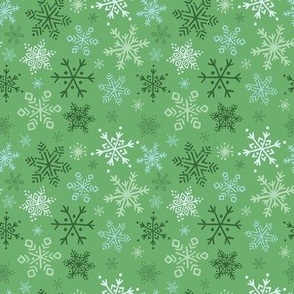 Falling Snowflakes - Green, Medium Scale