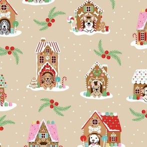 Gingerbread Doghouses - Beige, Large Scale