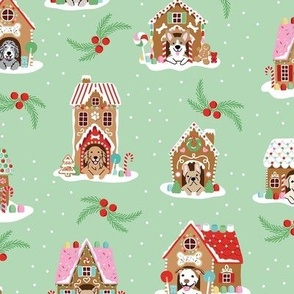 Gingerbread Doghouses - Mint Green, Large Scale