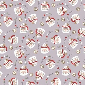 Santa Pup Cup Dog Christmas Fabric - Dusty Lavender, Small Scale