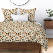 Winter Citrus Floral - Beige, Large Scale