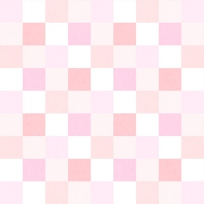 Vintage Geo pink peach white checkerboard checks