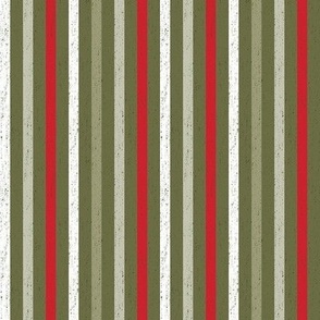 Winter Potpourri Stripe - Red and Green, Medium Scale