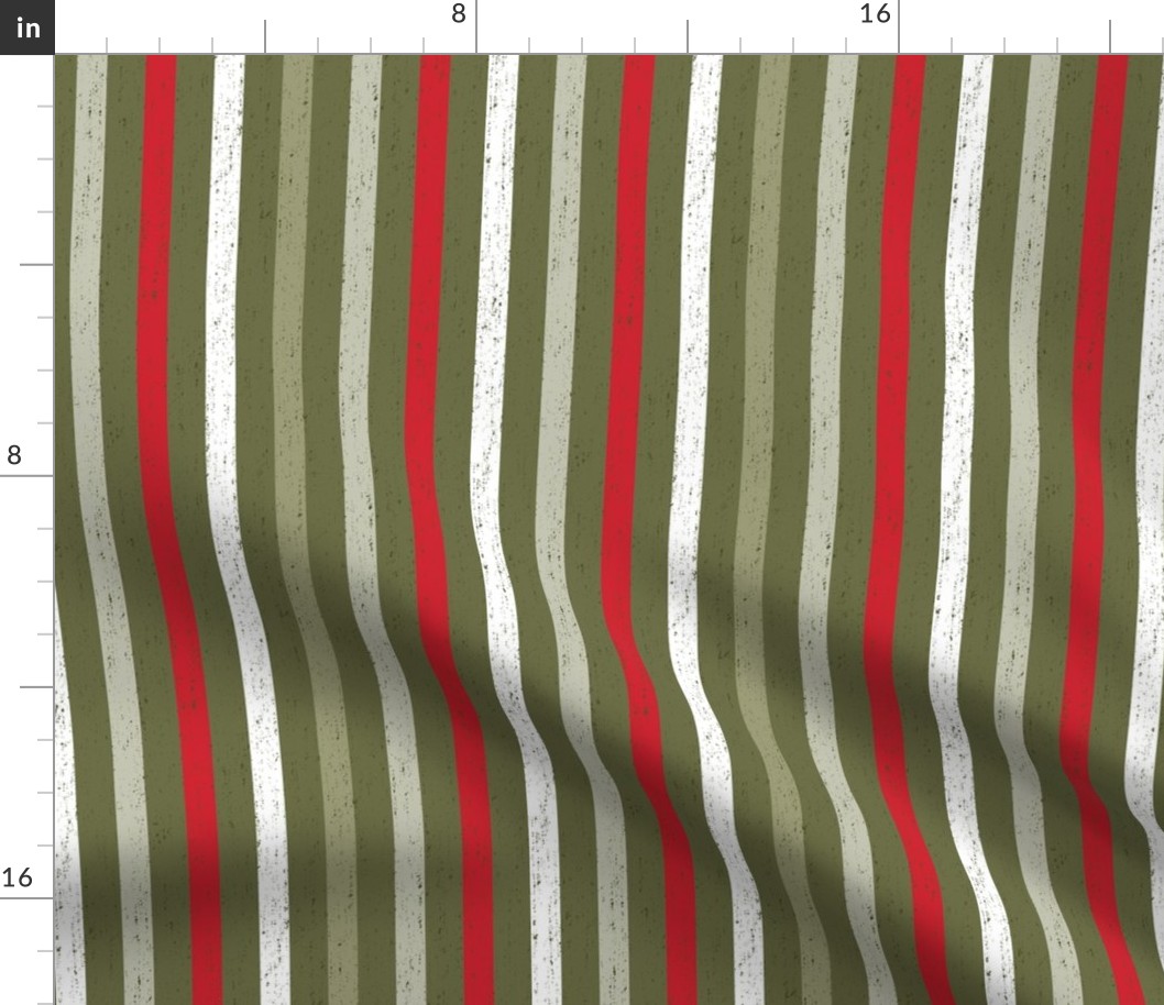 Winter Potpourri Stripe - Red and Green, Large Scale