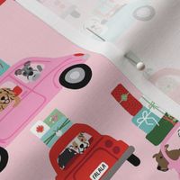 Christmas Dogs in Cars - Pink, Medium Scale