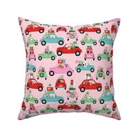 Christmas Dogs in Cars - Pink, Medium Scale