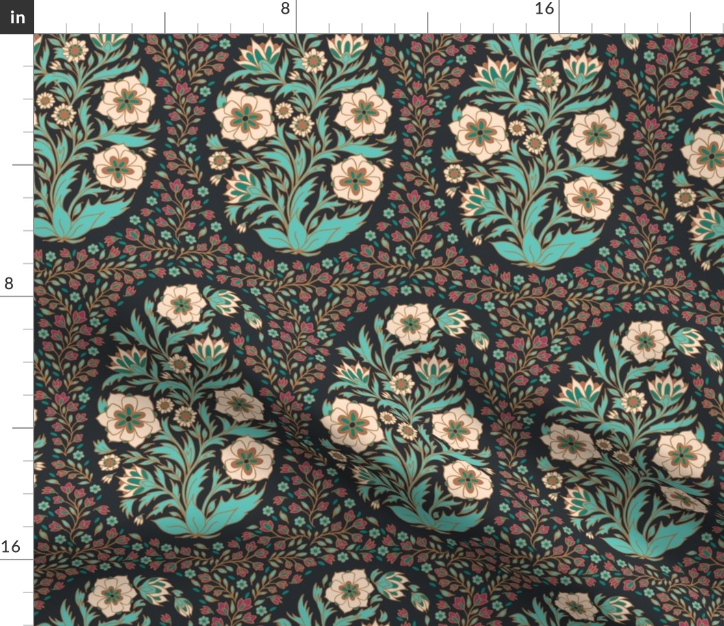 Lydia Floral Paisley - large - turquoise