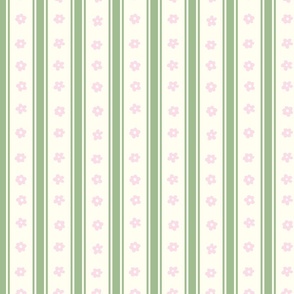 Green and pink stripes boho flowers preppy girls room sage green pastel pink