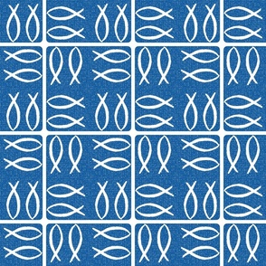 
Blue / Fishers of Men Tile / Medium Scale