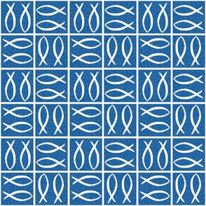 Blue / Fishers of Men / Alernating tile / Medium Scale