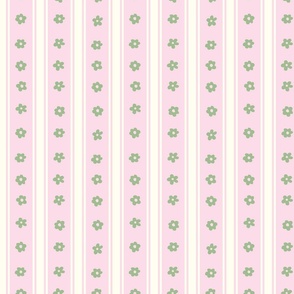 Green and pink stripes boho flowers preppy girls room pastel pink sage green