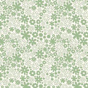 Sage green flowers on cream background boho neutral earthy florals
