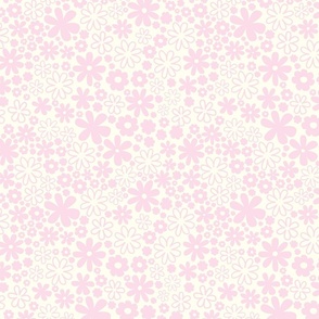 Pastel pink flowers on cream background boho preppy neutral girls room