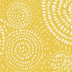 Zafferano Yellow Swirling Brushstrokes Spirals  Big Scale