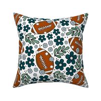 Large Scale Team Spirit Football Floral in Philadelphia Eagles Colors Midnight Green Silver Black