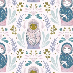 Russian Doll pink & blue Large Scale