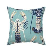 Coastal Chic Lucky Lobster - Aqua/Opal Green/Navy Blue/Cream - 30 inch