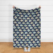 Coastal Chic Queen Conch Shell - Navy/Cream/Opal - 30 inch