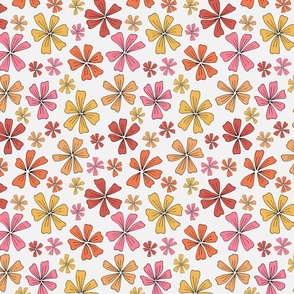 Hand drawn colourful flowers - white background